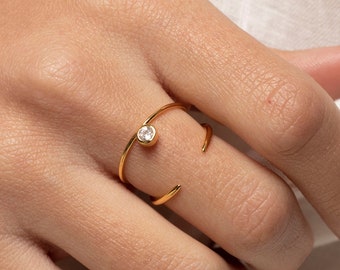 Delicate gold ring, Cz dainty gold ring, Minimalist ring, Stacking ring, Tiny gold ring, Stackable ring, Minimalist rings, Dainty jewelry