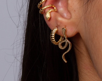 Gold Snake Stud Earrings: Sterling Silver Dainty Earrings
