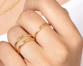 Dainty gold ring, Gold ring, Minimalist ring, Stacking ring, Tiny ring, Stackable ring, Thin gold ring, Dainty ring, Twisted ring