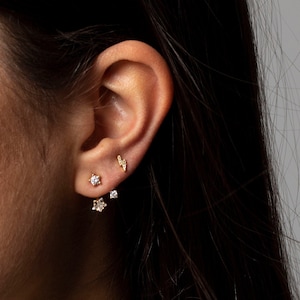 Ear jacket, Ear cuff jacket, Front back earrings, Ear jacket earrings, Gold ear jacket, star cz ear jacket, double sided earrings