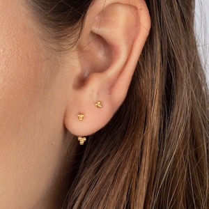 Ear jacket, Dainty ball ear jacket earrings, Gold ear jacket earrings, Minimalist earrings, Dainty earrings, Minimal jewelry, Gold earrings
