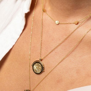 Medallion necklace gold, Coin necklace, Medallion pendant, Layering necklace, Dainty necklace, Gold necklace, Minimalist celestial necklace