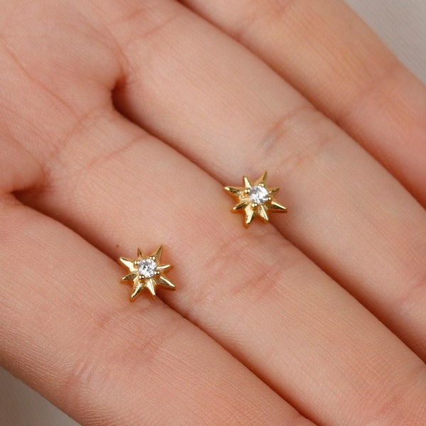 Star cz earrings, mini star earrings, stud earrings, cartilage earrings, small earrings, modern cz earrings, Tiny earrings, Sparkling studs