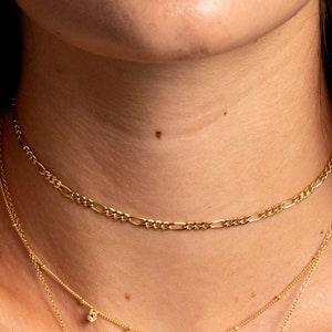 3mm gold chain choker, Choker necklace, Minimalist necklace, Figaro choker, Dainty choker, Choker necklace, Delicate choker, Thin choker image 1