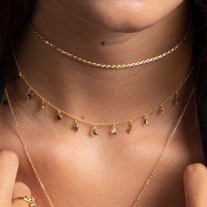 Zierliche Damenkette mit Stern-, Blitz- und Mondanhängern - 925 Sterlingsilber