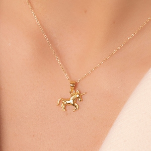 Unicorn Necklace Gold Unicorn Pendant Necklace Unicorn necklace for girls 925 Sterling silver Unicorn necklace for little girls image 1