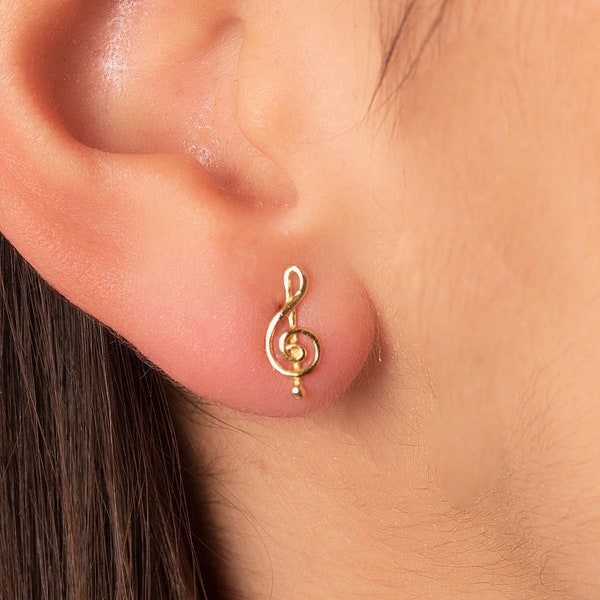 Treble Clef Stud Earrings made of 925 Sterling silver and 18k Gold plated