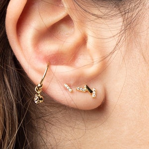 Tiny cz earrings, Dainty earrings, Tiny bar cz stud earrings, Cz stud earrings, Diamond cz studs, Minimalist earrings, Dainty studs gold