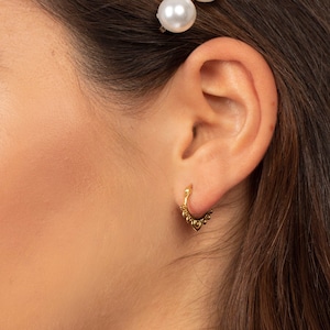 Minimalist 18k Gold Huggie Hoop Earrings: Sterling Silver Dainty Hoops