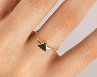 Tiny triangle gold ring, Dainty triangle ring, Silver geometric ring, Thin triangle ring, Simple triangle ring, Stackable ring, Minimal ring