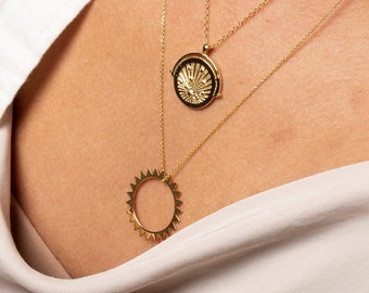 Sun necklace, Gold sun necklace, Silver sun necklace, Sunburst gold pendant necklace for women