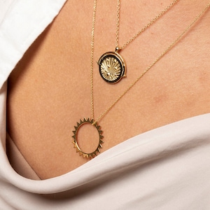 Sun necklace, Gold sun necklace, Silver sun necklace, Sunburst gold pendant necklace for women