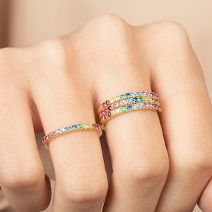 Dainty clearance rainbow ring