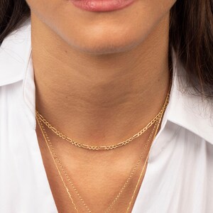 3mm gold chain choker, Choker necklace, Minimalist necklace, Figaro choker, Dainty choker, Choker necklace, Delicate choker, Thin choker image 2