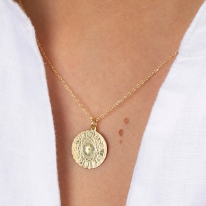 Gouden Dierenriem Ketting, Sierlijke Munt Ketting, Horoscoop Ketting, Hemelse Sieraden, Sierlijke Dierenriem Sieraden, Medaillon ketting, Sierlijke choker