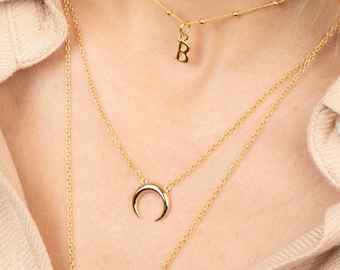Moon necklace, Crescent moon necklace, Horn necklace, Tiny moon necklace, Dainty moon necklace, Gold moon necklace, Moon silver necklace