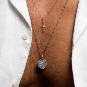 Gold Coin Necklace: Ancient Greek Medallion, Sterling Silver Unisex Jewelry
