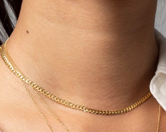 3mm gold chain choker, Curb chain necklace, Dainty chain necklace, Gold chain necklace, Minimal necklace, 925 sterling silver chain necklace