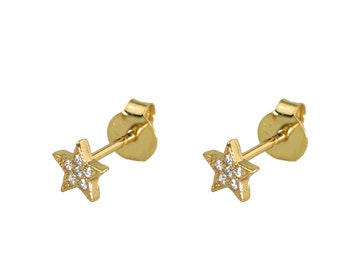 Star stud earrings, Star cz studs, Gold star studs, Dainty earrings, Cz stud earrings, Delicate earrings, Minimalist earrings, Tiny studs cz