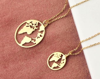 Collana della Terra, Collana della mappa del mondo, Collana del mondo, Collana Wanderlust, Collana delicata, Collana da viaggio, Collana minimalista, Gioielli del mondo