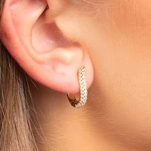 Dainty earrings, Pave cz hoop earrings, Gold hoops, Dainty earrings, Minimalist earrings, Huggie hoops, Minimalist jewelry