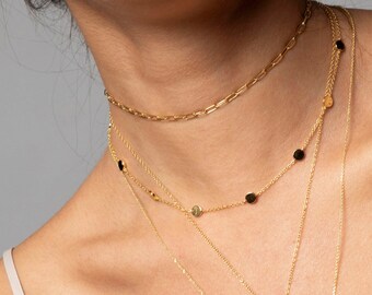 Dainty 18k Gold Plated Disc Necklace: Minimalist Sterling Silver Charm