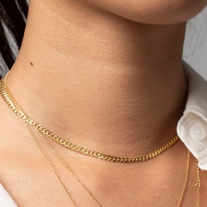 3mm gold chain choker, Curb chain necklace, Dainty chain necklace, Gold chain necklace, Minimal necklace, 925 sterling silver chain necklace