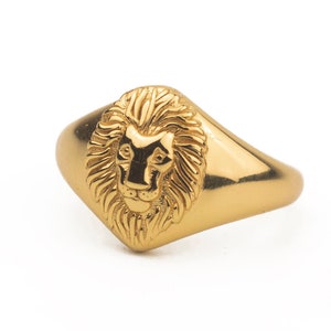 Dainty signet ring, Gold signet, Lion signet, Dainty ring, Minimalist ring, Silver ring, Statement ring, Silver signet, Adjustable ring