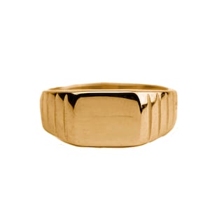 Men's signet ring, Custom engraved rectangle ring, Personalized men's signet ring, 925 sterling silver ring, 18k gold plated signet ring image 1