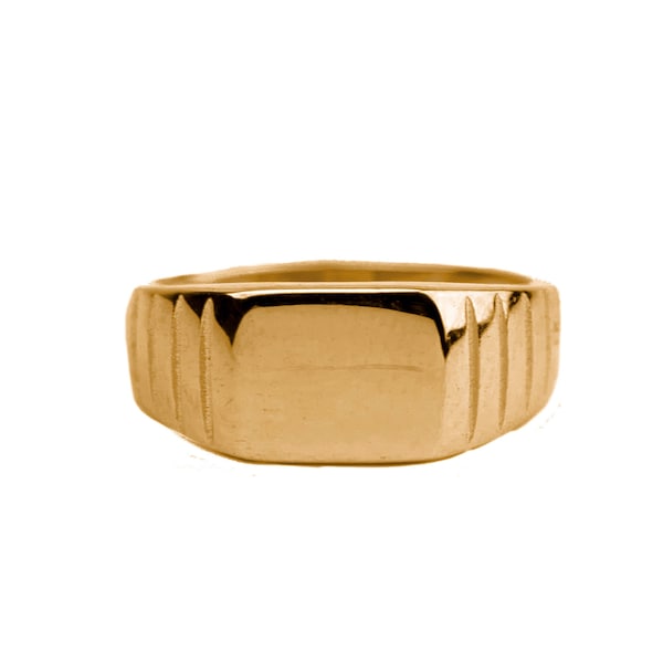 Men's signet ring, Custom engraved rectangle ring, Personalized men's signet ring, 925 sterling silver ring, 18k gold plated signet ring