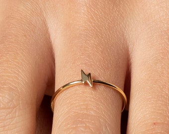 Lightning bolt ring, Stackable ring, Minimalist ring, Thin gold ring, Dainty ring, Stacking ring, Thunderbolt ring, Tiny ring, Gold ring