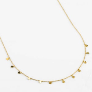 Goldene Scheibenkette: Zartes Münzchoker aus Sterlingsilber