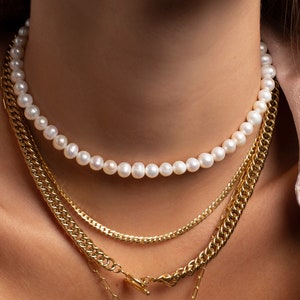 Collier de perles hommes, Collier fait main en perles d'eau douce, Collier de perles pour hommes sur mesure, Tour de cou en perles unisexe image 3