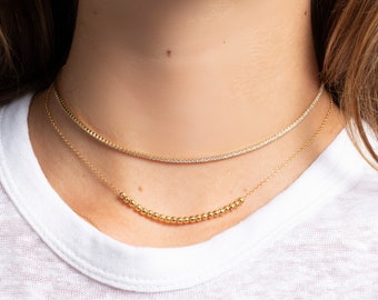 Dainty Ball Attachment Necklace - Minimalist Layering Jewelry in Gold & Silver