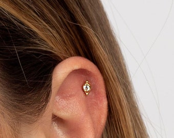 Tiny stud earrings, Gold cz earrings, Dainty earrings, Cartilage earrings, Helix earrings, Minimalist earrings, Tiny studs, Tragus earrings