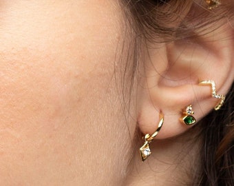 Dangle Hoop Earrings, Charm hoops, Huggie earrings, Hoop earrings, Delicate earrings, Minimalist hoops, Tiny charm earrings