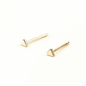 Triangle earrings, Triangle stud earrings, Tiny stud earrings, Tiny tragus earrings, Small triangle earrings, Delicate triangle stud earring