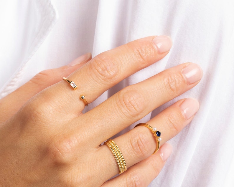 Tiny ring, Stackable gold ring, Thin gold ring, Minimalist ring, Dainty ring, Thin silver ring, Delicate ring, Rope ring, Minimalist jewelry image 5