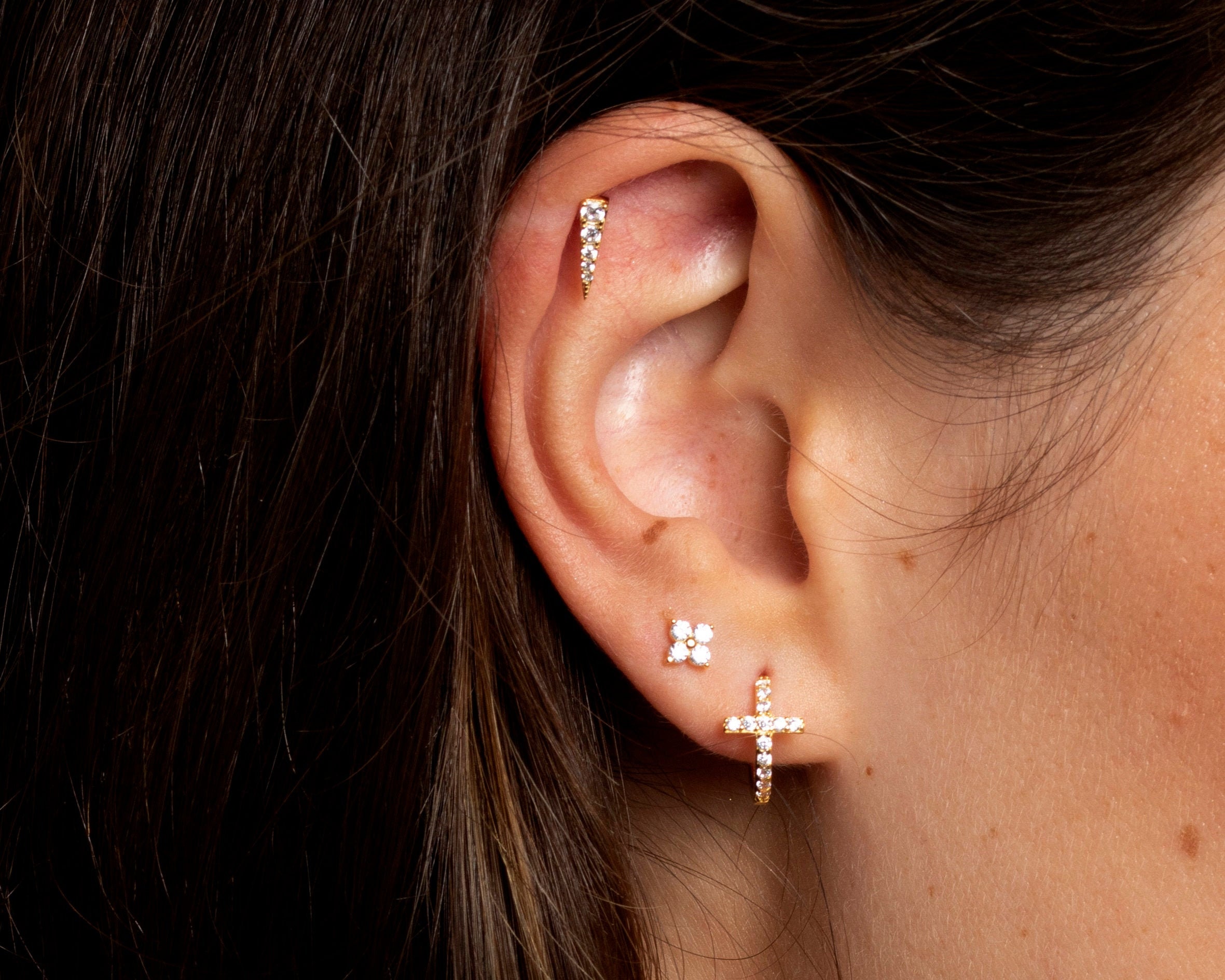 Cross cz hoop earrings, Pave cross hoops, Dainty earrings, Cz gold hoops, Cz silver hoops, Hoop earrings, Huggie earrings, Tiny earrings