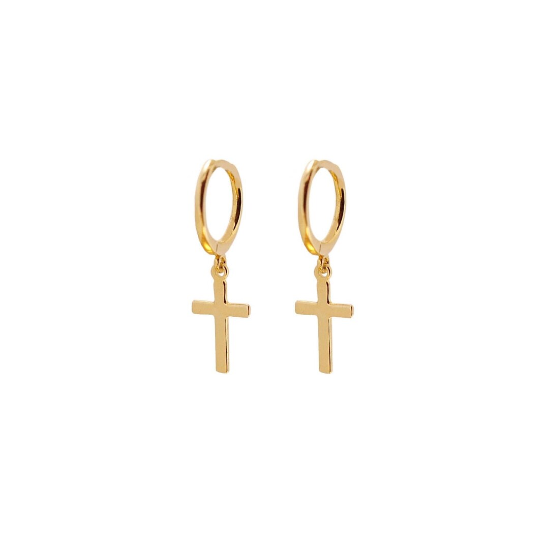 Dainty Minimalist Cross Shaped Charm Huggie Hoop Earrings Etsy 日本 Xring-ステートメントパールダングルフープイヤリング タッセルスタッドイヤリング レディース ガールズ ゴールドドロップ ハンギングイヤ