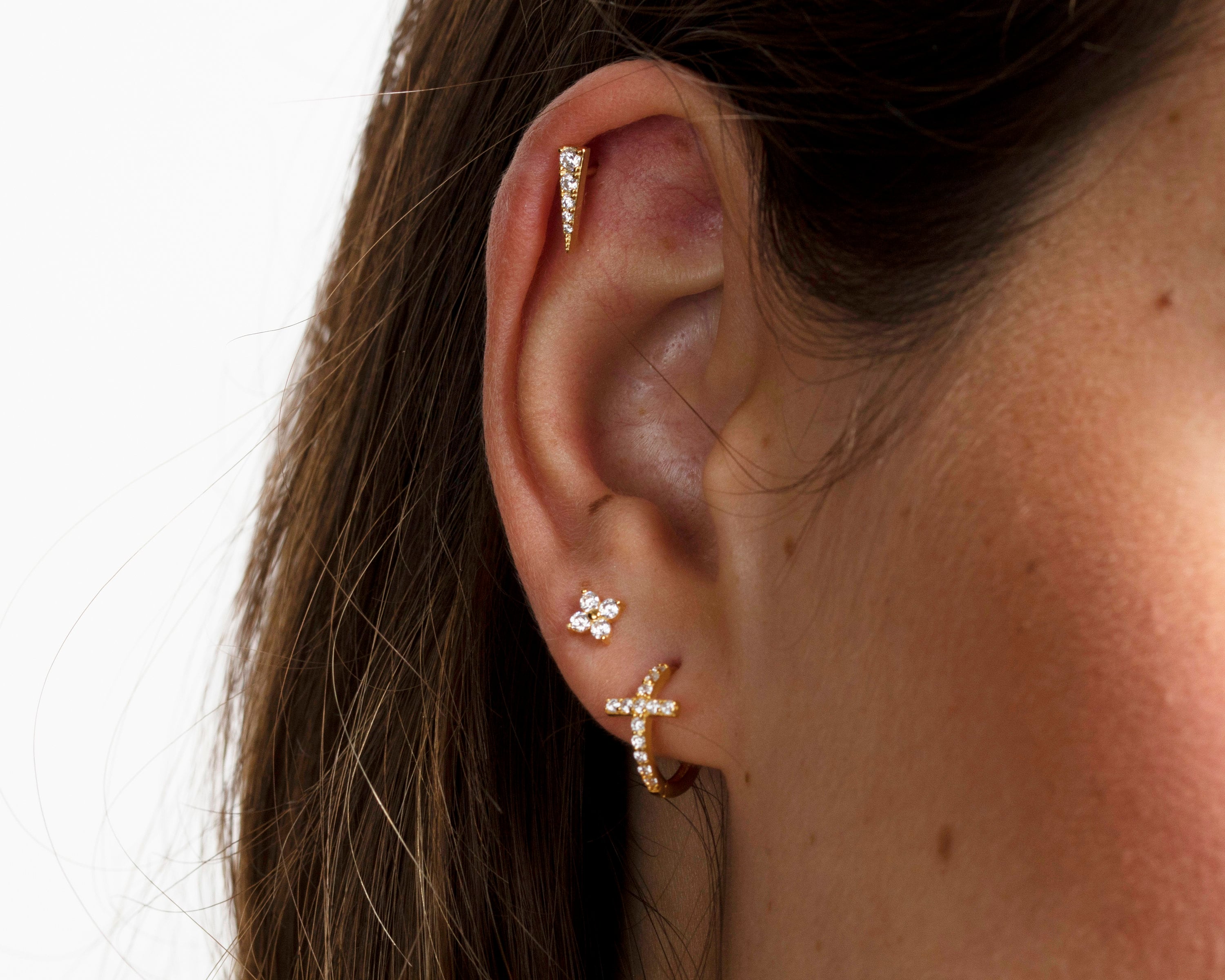 Cross cz hoop earrings, Pave cross hoops, Dainty earrings, Cz gold hoops, Cz silver hoops, Hoop earrings, Huggie earrings, Tiny earrings