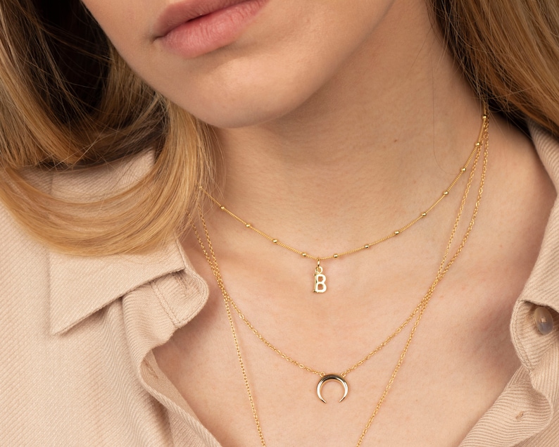 Moon necklace, Crescent moon necklace, Horn necklace, Tiny moon necklace, Dainty moon necklace, Gold moon necklace, Moon silver necklace image 4