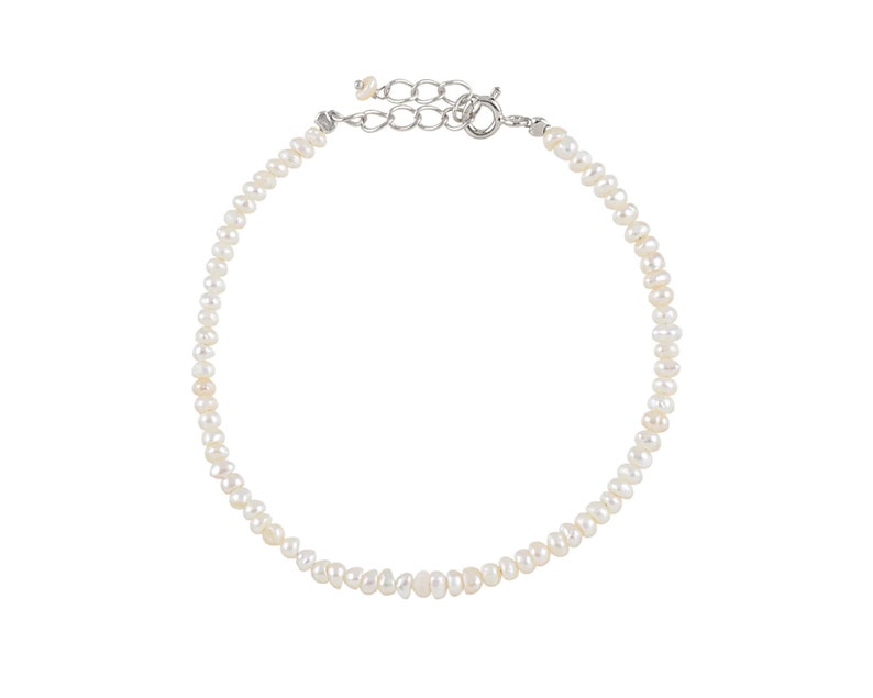 Freshwater pearl bracelet, Gold pearl bracelet, Dainty gold Bracelet, Bead Pearl bracelet for women, Summer jewelry, Pearl Anklet image 6