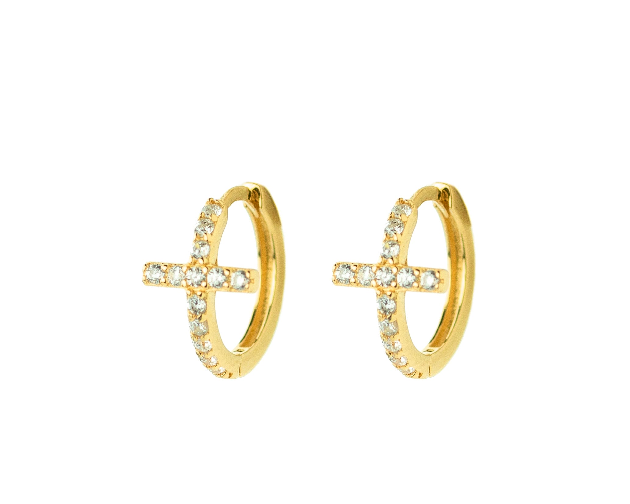 Cross cz hoop earrings, Pave cross hoops, Dainty earrings, Cz gold hoops, Cz silver hoops, Hoop earrings, Huggie earrings, Tiny earrings