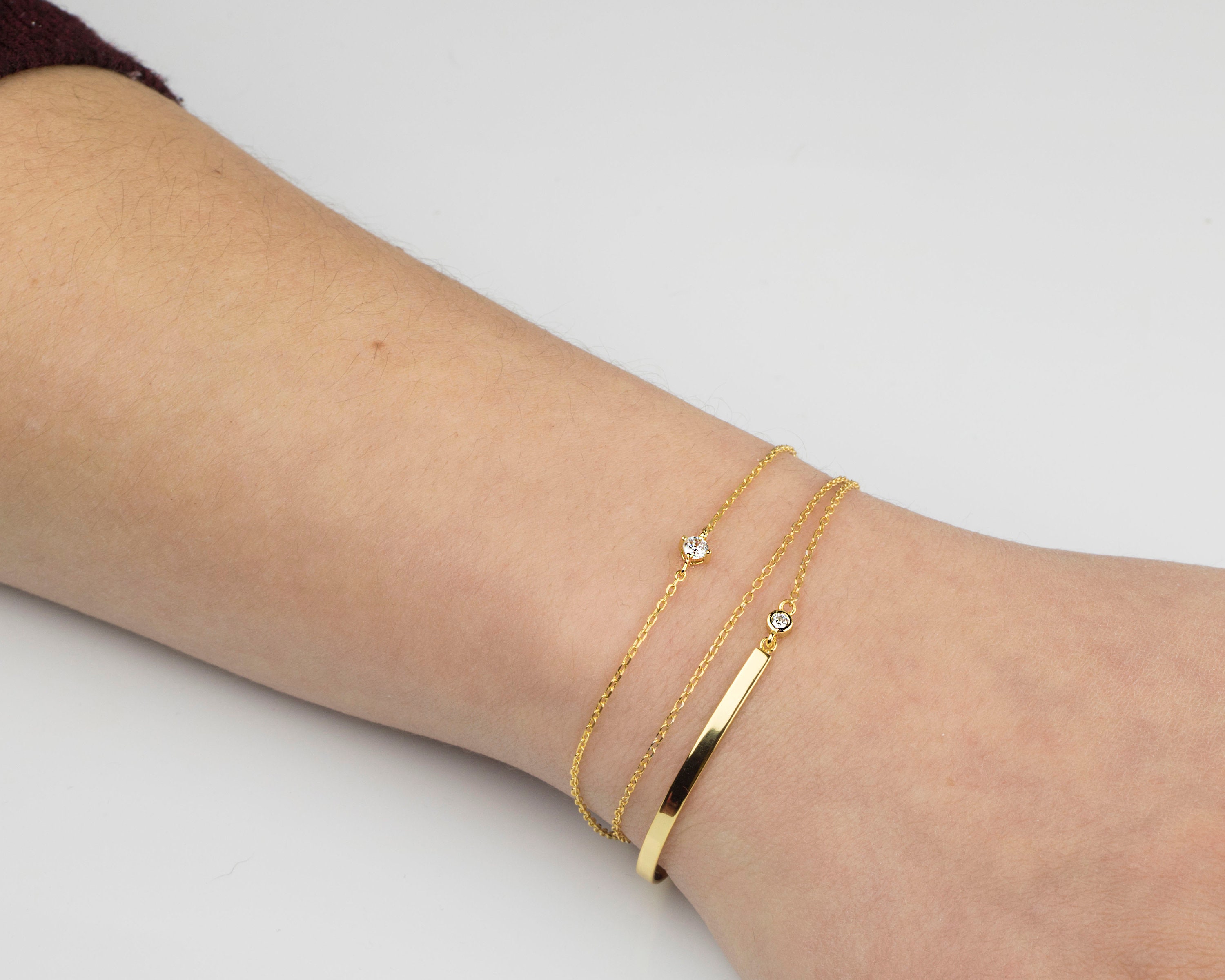 Cuff Chain Bracelet Double Strand Bracelet Minimalist Etsy
