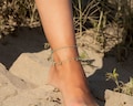 Turquoise Anklet: 18k Gold Plated Sterling Silver Ankle Bracelet