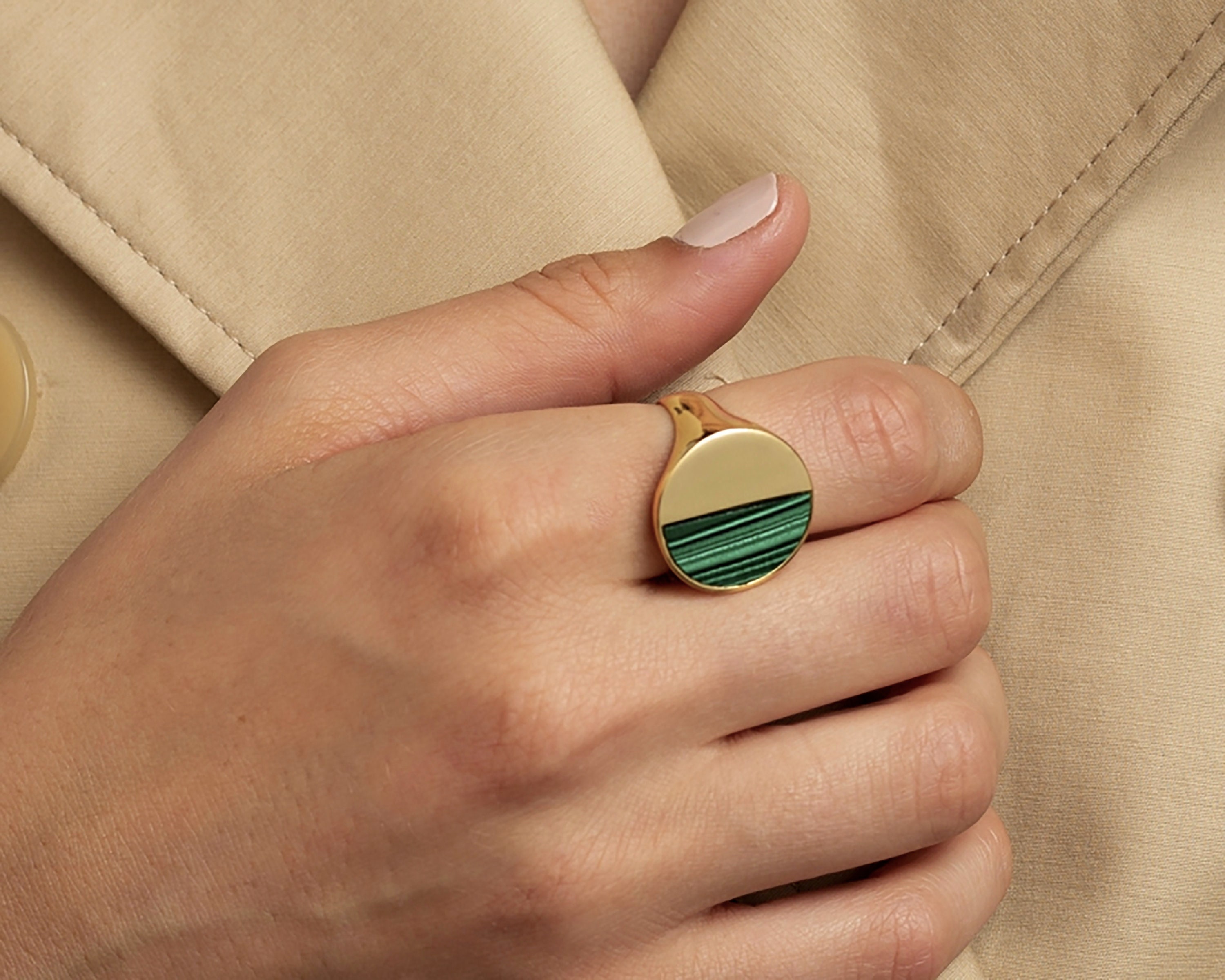 Malachite pinky sale ring