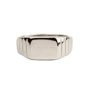 Men's signet ring, Custom engraved rectangle ring, Personalized men's signet ring, 925 sterling silver ring, 18k gold plated signet ring image 3