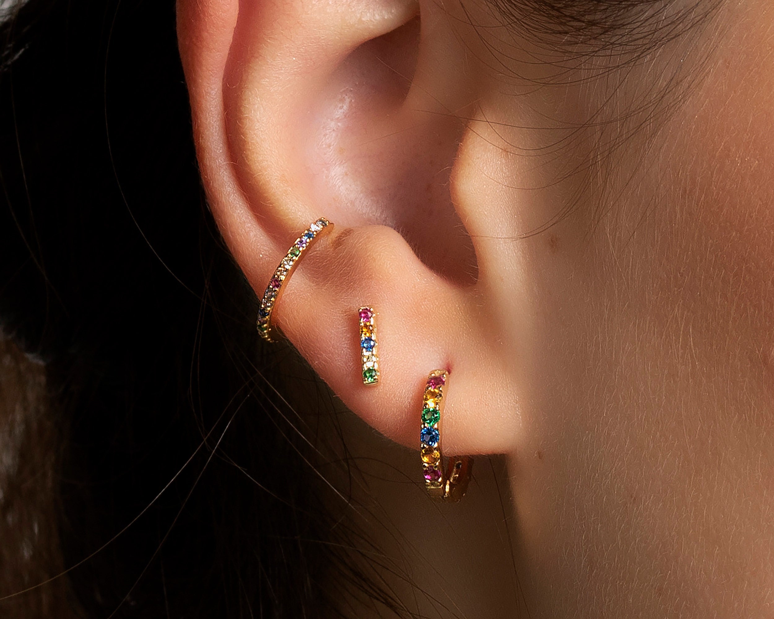 Multicolor hoop earrings deals
