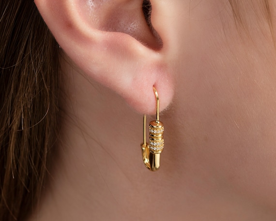 STICK & POKE GOLD SAFETY PIN EARRINGS – electric femme™